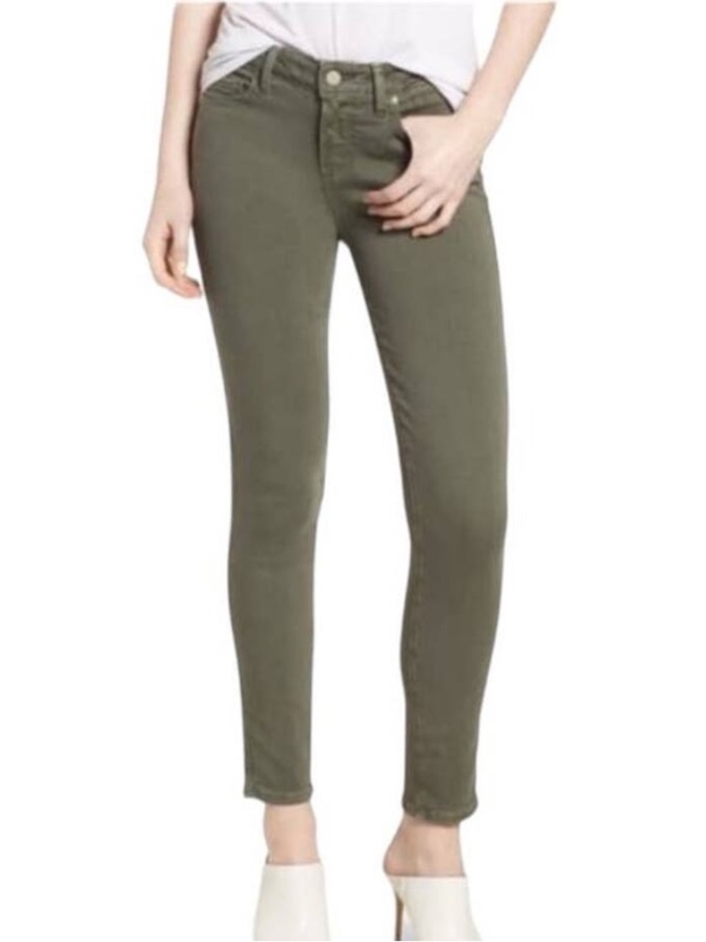 Paige Verdugo Olive Green Ankle Jeans 32